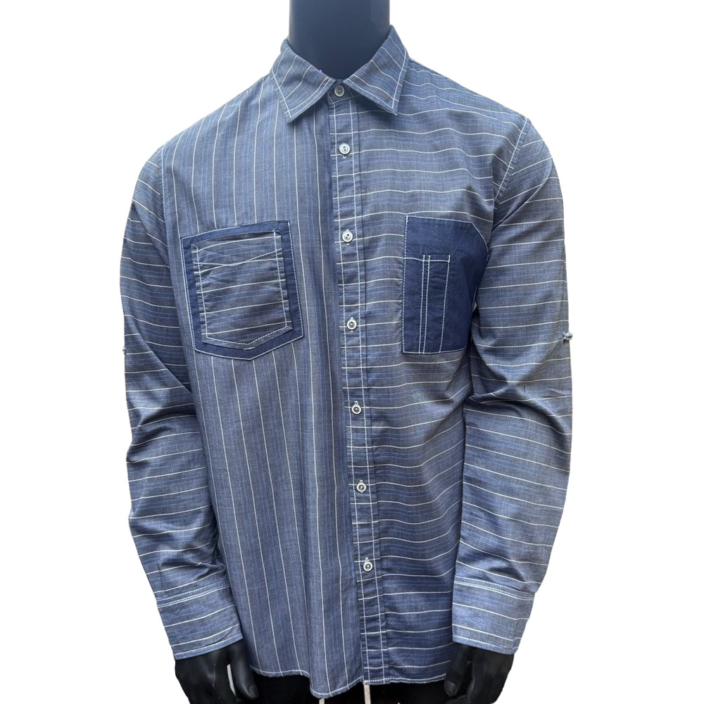 Inc International Men's Blue Striped Shirt EA115